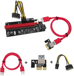 PCIE GPU Riser Latest V009S 6 PIN   MOLEX GPU Mining ETH USB - New