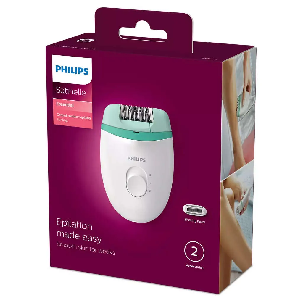 Philips Satinelle Essential Corded Compact Epilator With Shaver BRE245