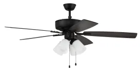 Pro Plus 114 White 4-Light Kit 52" Ceiling Fan in Flat Black