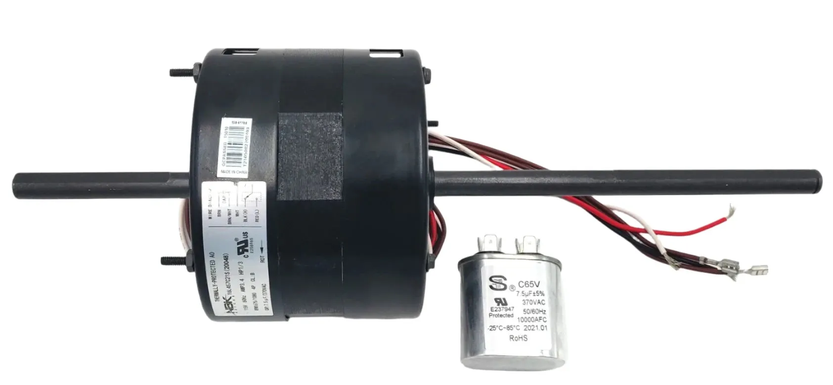 RV Condenser Fan Motor 1/3HP 115V 1675/1080 RPM Replaces Fasco D1092 (Capacitor Included)