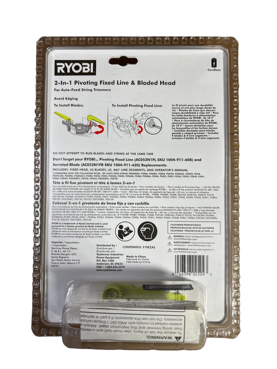 RYOBI 2-in-1 Pivoting Fixed Line and Bladed Head