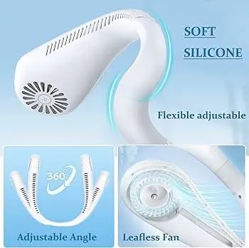 Soft Slicone, Flexible Adjutable With Leafless Mini Neck Fan Portable