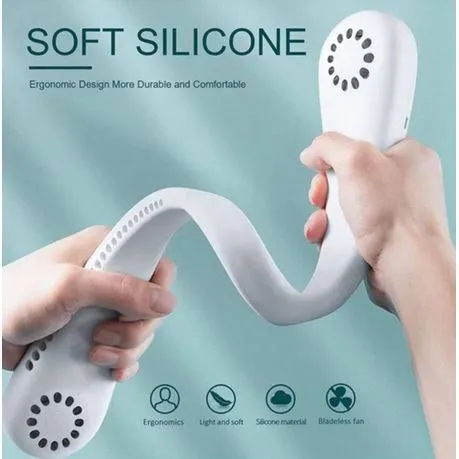 Soft Slicone, Flexible Adjutable With Leafless Mini Neck Fan Portable