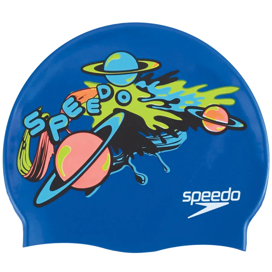 Speedo Slogan Print Silicone Junior Swim Cap