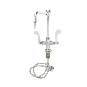 T&S Brass BL-5704-08WH4 Single Hole Deck Mount Lab.Mix.Fct,4"Wrist Handles,Rigid Vacuum Breaker Nzl,Serrated Tip