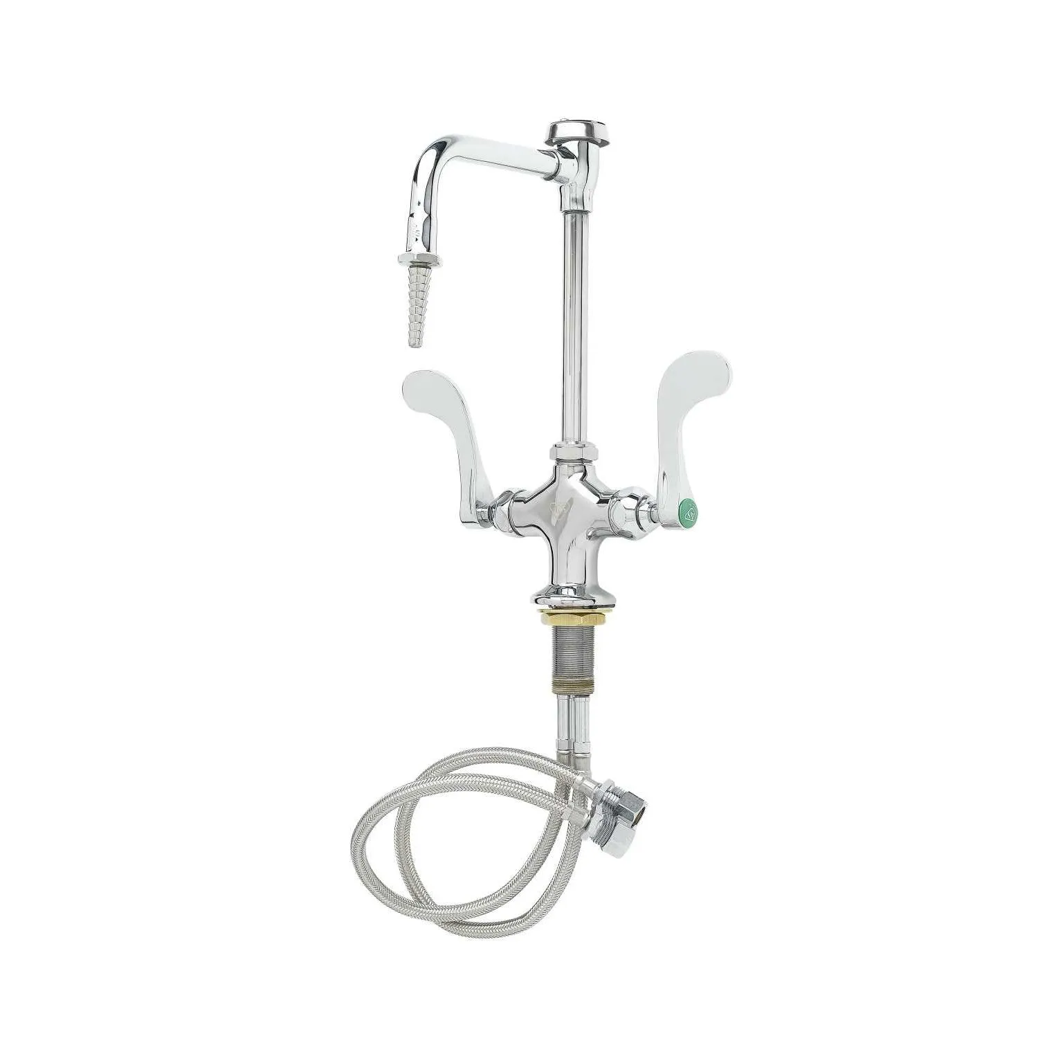 T&S Brass BL-5704-08WH4 Single Hole Deck Mount Lab.Mix.Fct,4"Wrist Handles,Rigid Vacuum Breaker Nzl,Serrated Tip