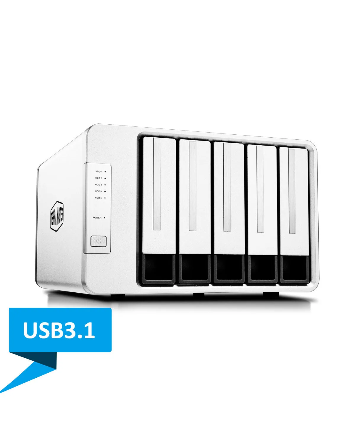 TERRAMASTER D5-300C USB3.1 (Gen1) Type C 5-Bay RAID Enclosure Support RAID 0/1/Single Exclusive 2 3 RAID Mode Hard Drive RAID Storage (Diskless)