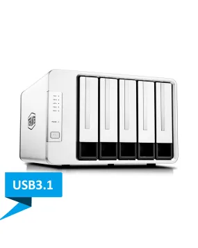 TERRAMASTER D5-300C USB3.1 (Gen1) Type C 5-Bay RAID Enclosure Support RAID 0/1/Single Exclusive 2 3 RAID Mode Hard Drive RAID Storage (Diskless)