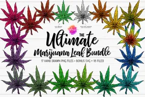 The Ultimate Marijuana Leaf Bundle - Includes 17 PNG Files   Bonus SVG! - Printable/Sublimation Designs