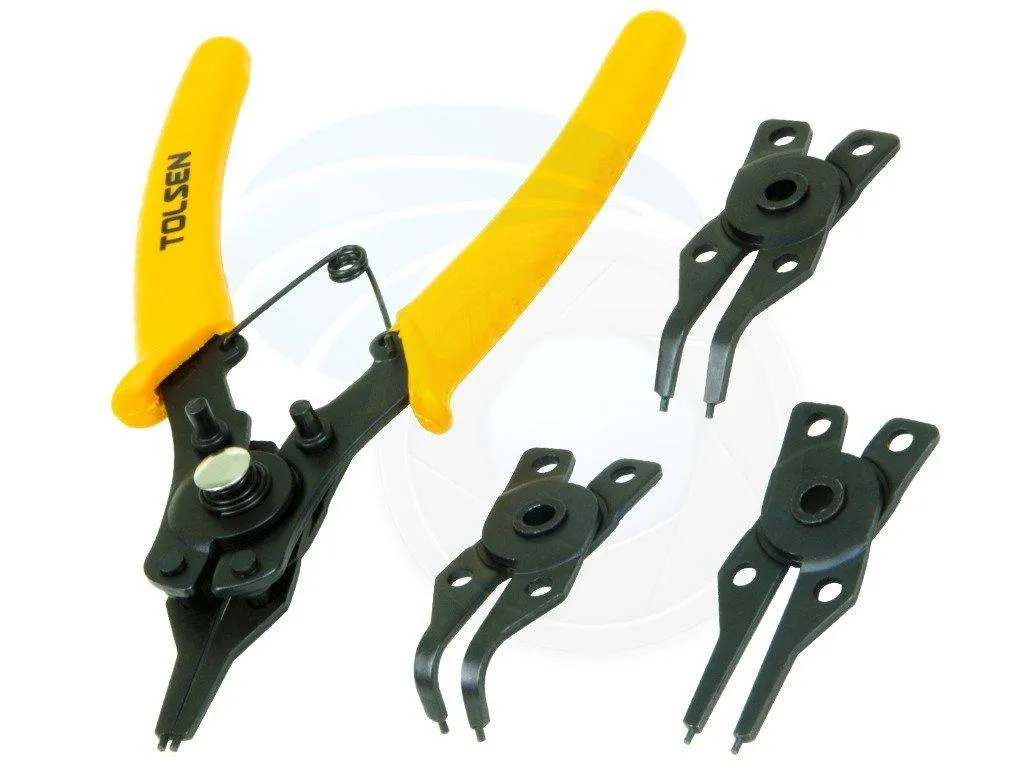 Tolsen 4pc Combination Circlip Snap Ring Plier Internal External ORing C-Clip