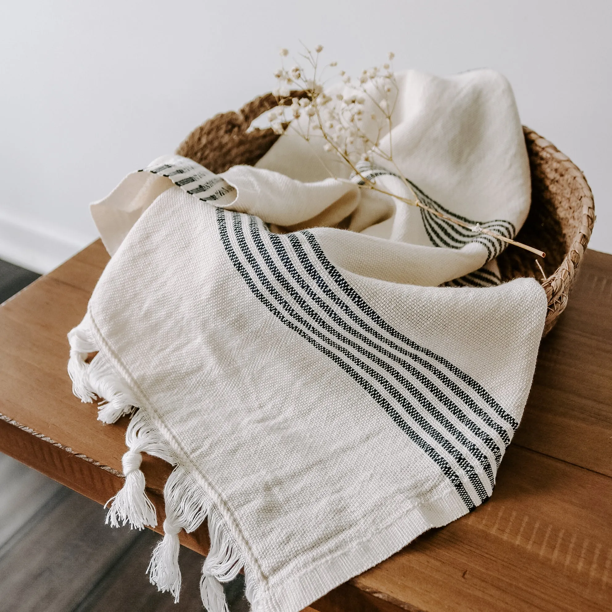 Turkish Cotton   Bamboo Hand Towel - Multi Stripes