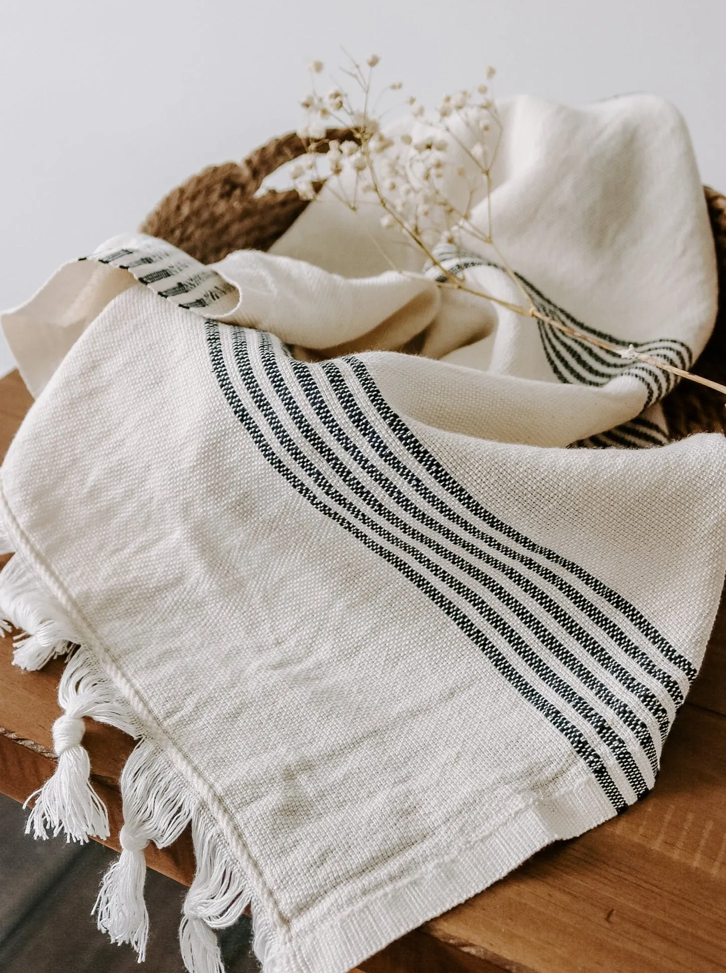 Turkish Cotton   Bamboo Hand Towel - Multi Stripes