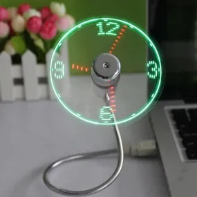 USB Mini Fan with LED Time