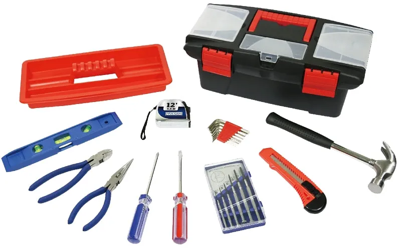 Vulcan 10557 Tool Set, 23-Piece, Tool box: Plastic, Tool box: Black and Red :SET: QUANTITY: 1