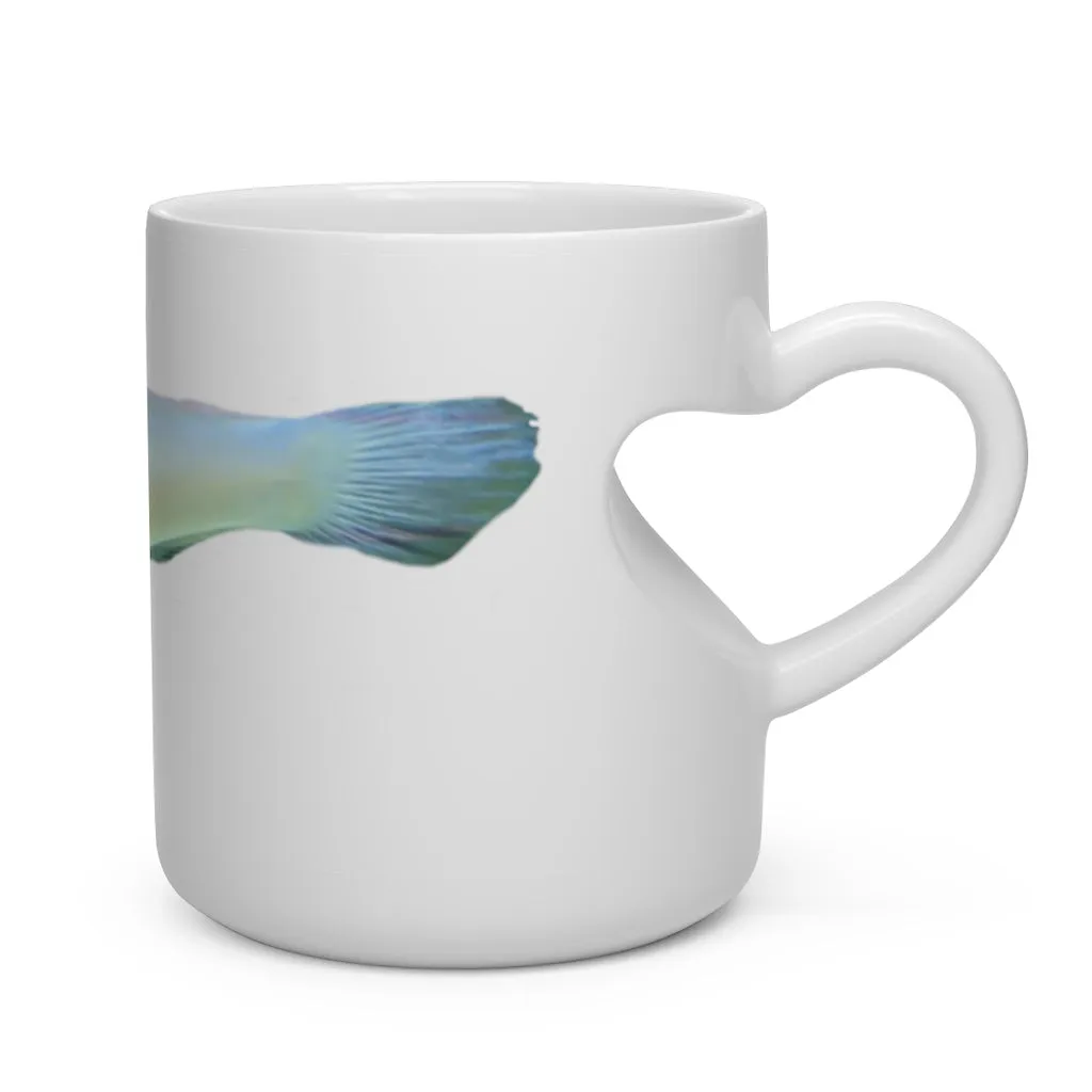 Yellow and White Fish Heart Shape Mug